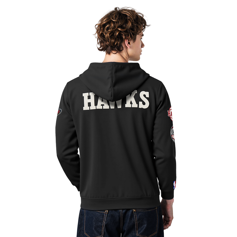 NBA ATLANTA HAWKS MODERN ORIGINALS MEN'S FLC PO HOODIE (BLACK)