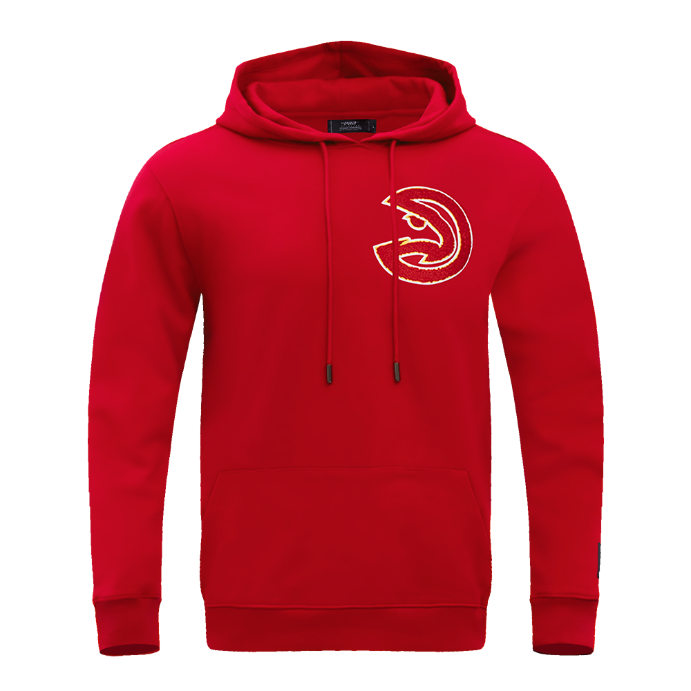 NBA ATLANTA HAWKS CLASSIC CHENILLE CHANDAIL À CAPUCHON EN MAILLE DOUBLE POUR HOMME (ROUGE)