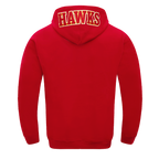 NBA ATLANTA HAWKS CLASSIC CHENILLE CHANDAIL À CAPUCHON EN MAILLE DOUBLE POUR HOMME (ROUGE)