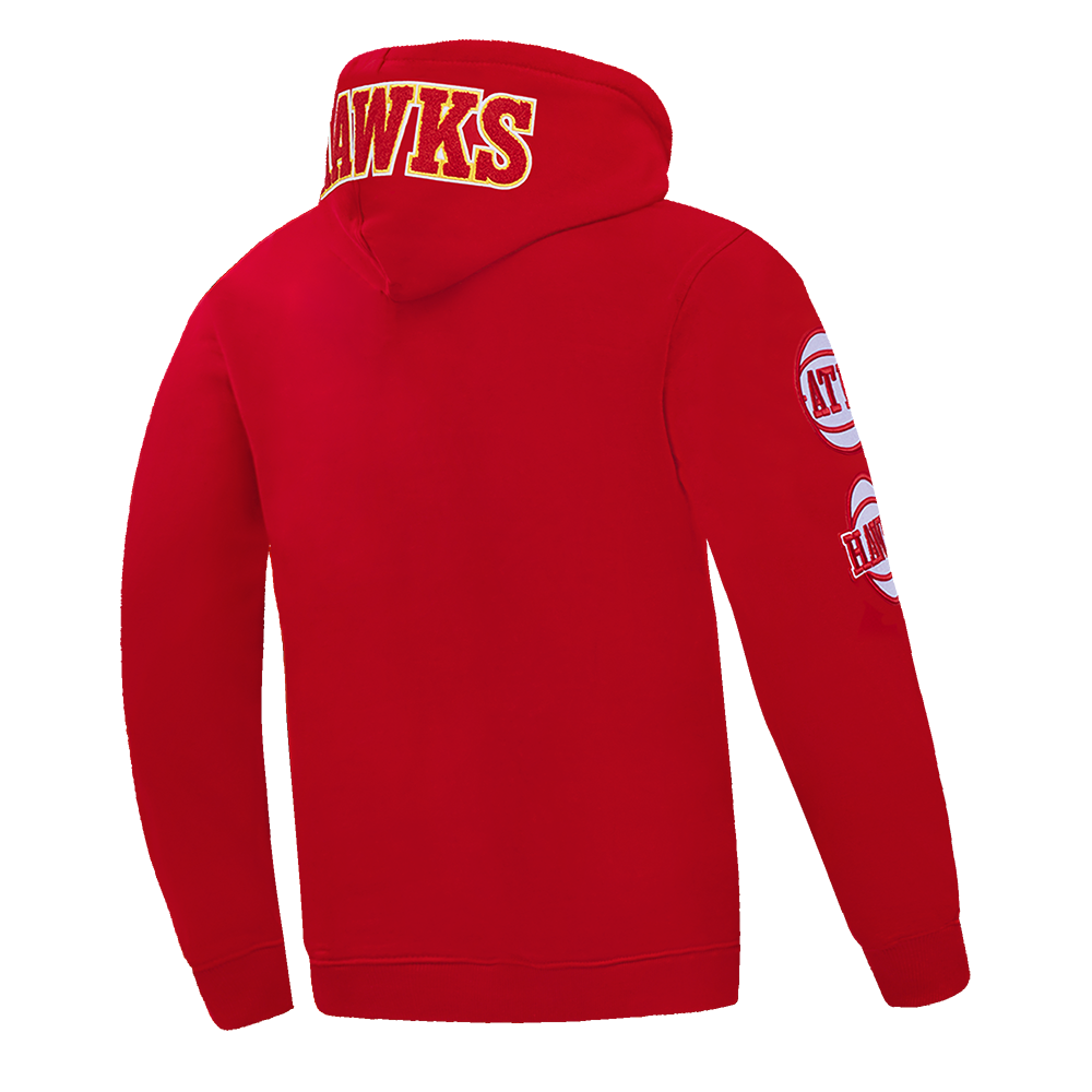 NBA ATLANTA HAWKS CLASSIC CHENILLE CHANDAIL À CAPUCHON EN MAILLE DOUBLE POUR HOMME (ROUGE)