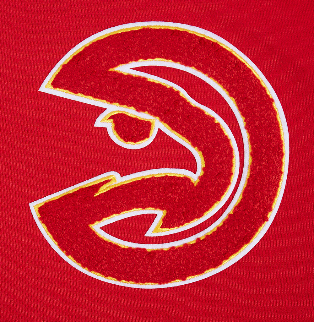 NBA ATLANTA HAWKS CLASSIC CHENILLE CHANDAIL À CAPUCHON EN MAILLE DOUBLE POUR HOMME (ROUGE)
