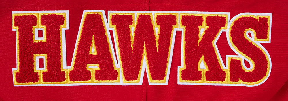 NBA ATLANTA HAWKS CLASSIC CHENILLE CHANDAIL À CAPUCHON EN MAILLE DOUBLE POUR HOMME (ROUGE)