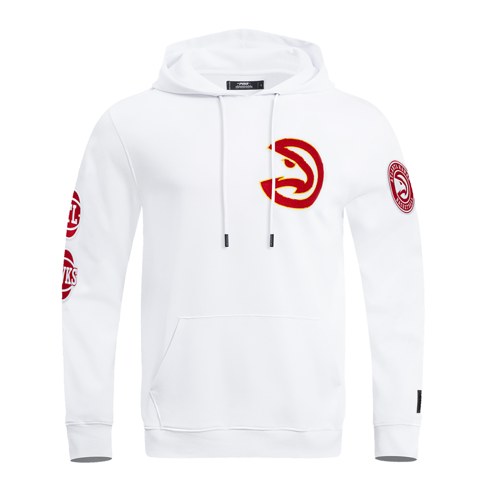 NBA ATLANTA HAWKS CLASSIC CHENILLE CHANDAIL À CAPUCHON EN MAILLE DOUBLE POUR HOMME (BLANC)