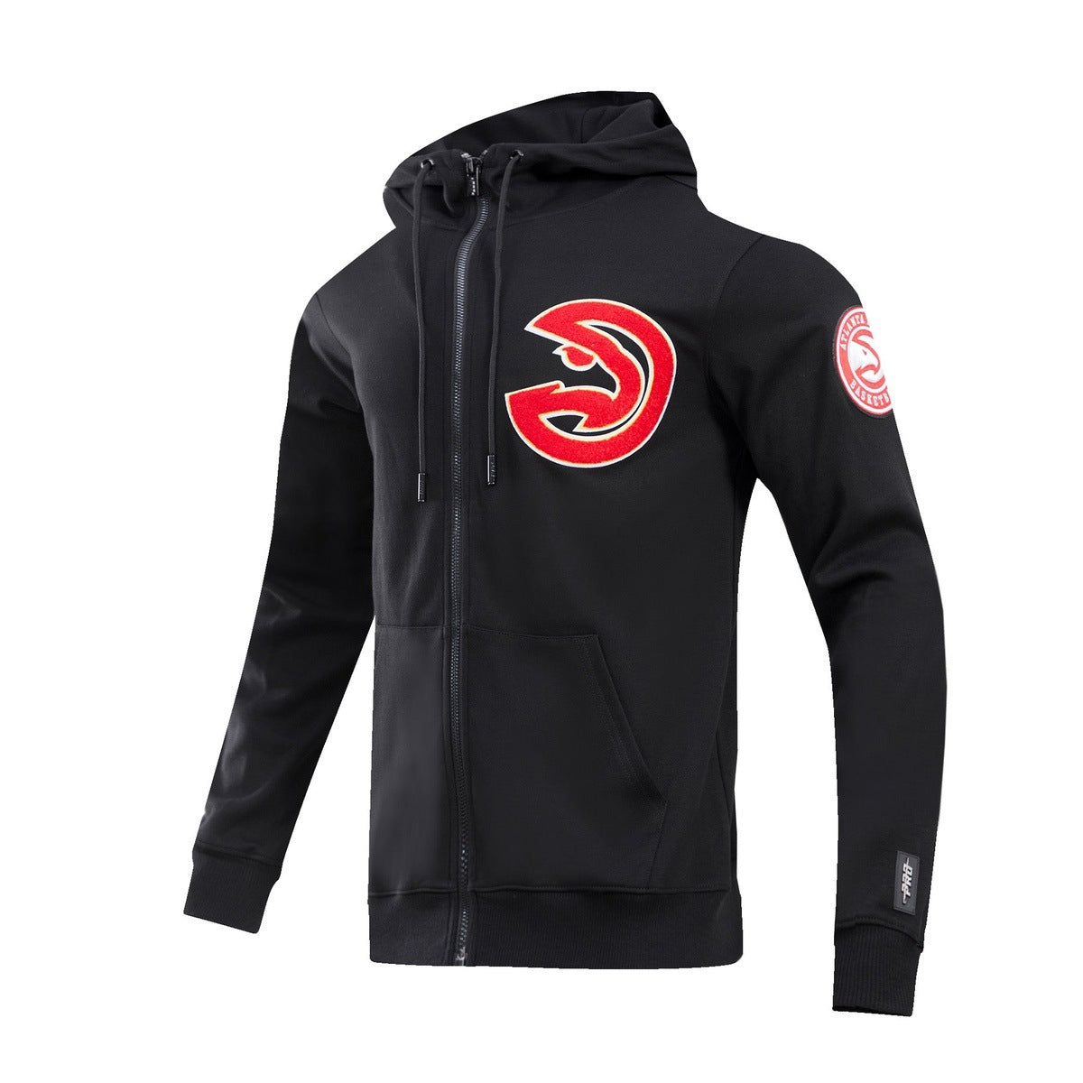 NBA ATLANTA HAWKS CLASSIC CHENILLE MEN'S FULL ZIP PULLOVER HOODIE (BLACK)