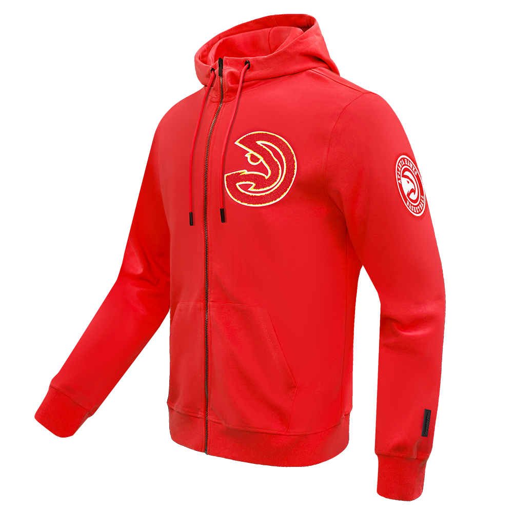 NBA ATLANTA HAWKS CLASSIC CHENILLE MEN'S FULL ZIP HOODIE  (RED)