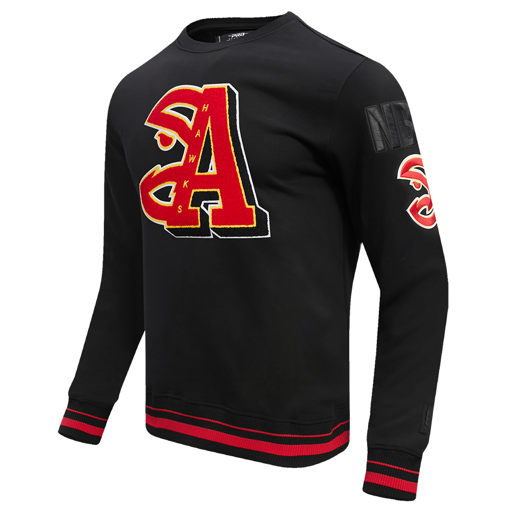 NBA ATLANTA HAWKS MASHUP MEN'S RIB CREWNECK (BLACK/RED/BLACK)