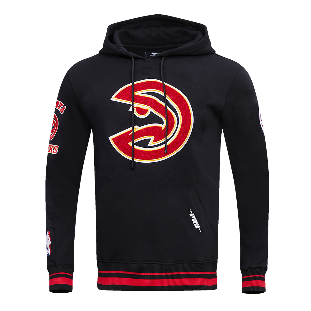 NBA ATLANTA HAWKS RETRO CLASSIC MEN'S PULLOVER HOODIE (BLACK/RED/BLACK)