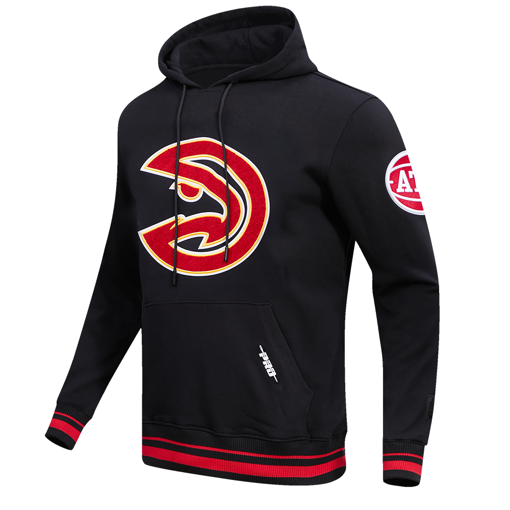 NBA ATLANTA HAWKS RETRO CLASSIC MEN'S PULLOVER HOODIE (BLACK/RED/BLACK)