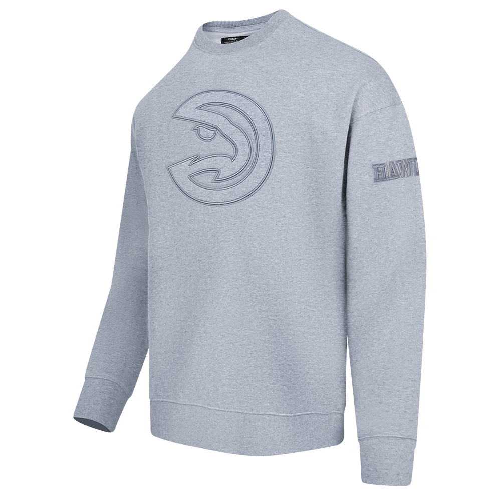 NBA ATLANTA HAWKS NEUTRAL MEN'S DROP SHOULDER FLC CREWNECK (DARK HEATHER GRAY)