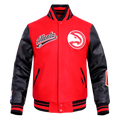 NBA ATLANTA HAWKS SCRIPT TAIL MEN'S VARSITY JACKET (RED/BLACK)