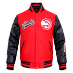 NBA ATLANTA HAWKS SCRIPT TAIL MEN'S VARSITY JACKET (RED/BLACK)