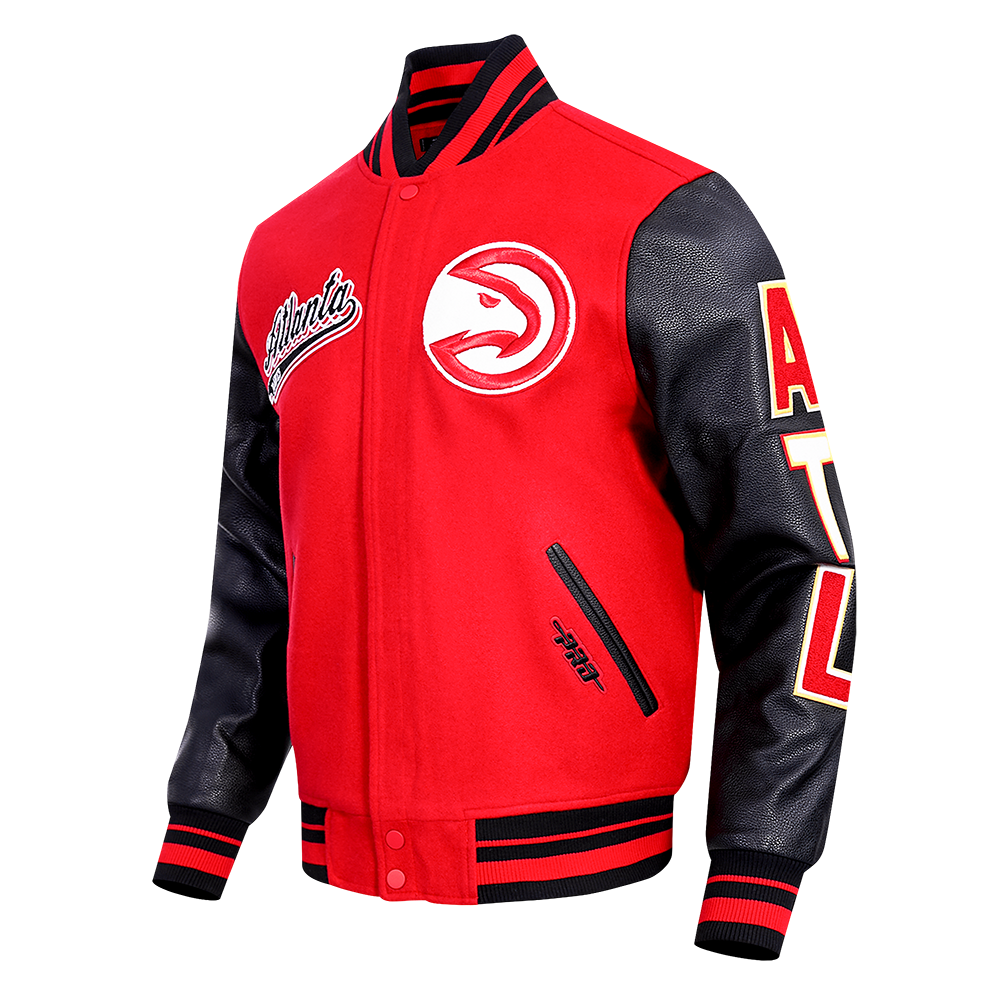NBA ATLANTA HAWKS SCRIPT TAIL MEN'S RIB WOOL VARSITY (RED/BLACK)