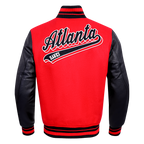 NBA ATLANTA HAWKS SCRIPT TAIL MEN'S VARSITY JACKET (RED/BLACK)