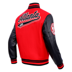 NBA ATLANTA HAWKS SCRIPT TAIL MEN'S VARSITY JACKET (RED/BLACK)