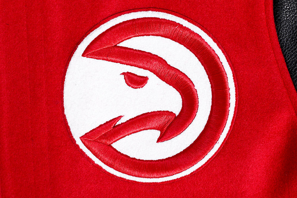 NBA ATLANTA HAWKS SCRIPT TAIL MEN'S VARSITY JACKET (RED/BLACK)