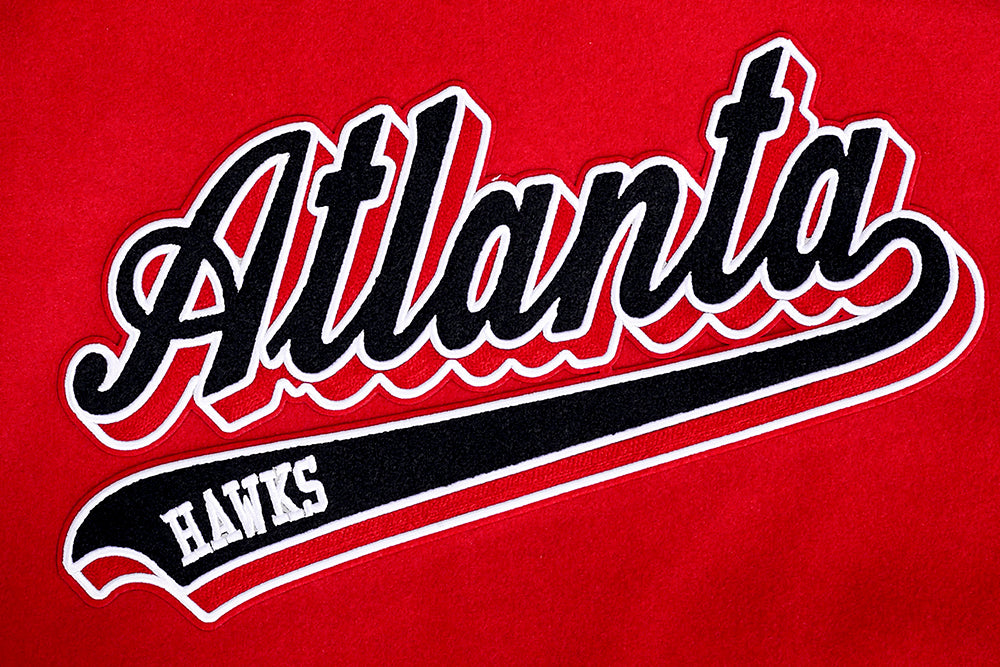 NBA ATLANTA HAWKS SCRIPT TAIL MEN'S VARSITY JACKET (RED/BLACK)