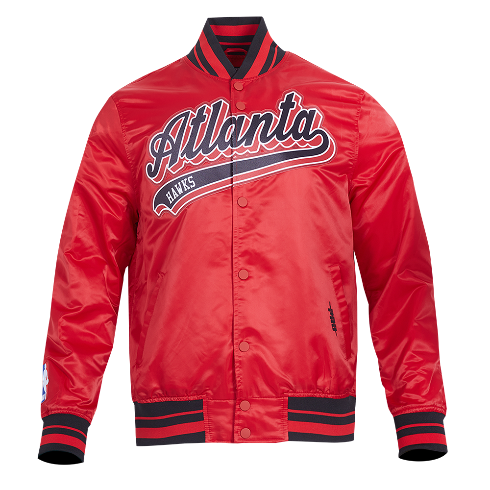 NBA ATLANTA HAWKS SCRIPT TAIL MEN'S SATIN JACKET (RED/BLACK)
