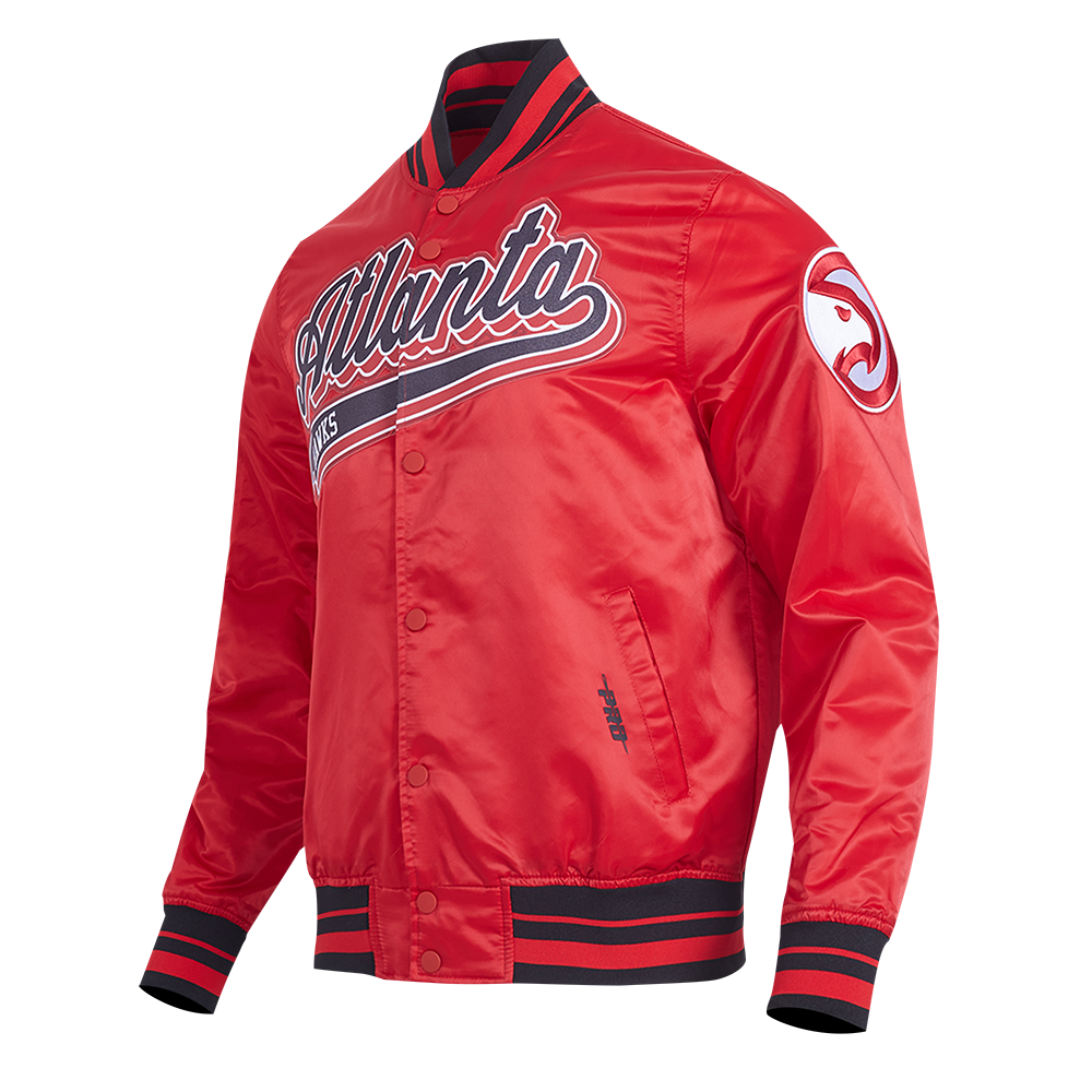 NBA ATLANTA HAWKS SCRIPT TAIL MEN'S SATIN JACKET (RED/BLACK)