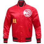 NBA ATLANTA HAWKS OLD ENGLISH MEN'S RIB SATIN JACKET (RED/BLACK)