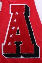 NBA ATLANTA HAWKS OLD ENGLISH MEN'S RIB SATIN JACKET (RED/BLACK)