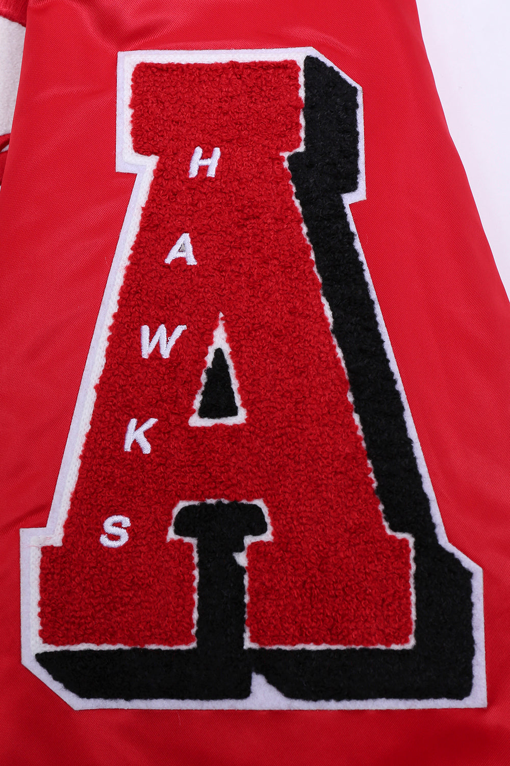 NBA ATLANTA HAWKS OLD ENGLISH MEN'S RIB SATIN JACKET (RED/BLACK)