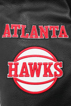 NBA ATLANTA HAWKS OLD ENGLISH MEN'S RIB WOOL VARSITY JACKET (BLACK/RED/BLACK)