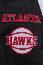 NBA ATLANTA HAWKS OLD ENGLISH MEN'S RIB WOOL VARSITY JACKET (RED/BLACK)