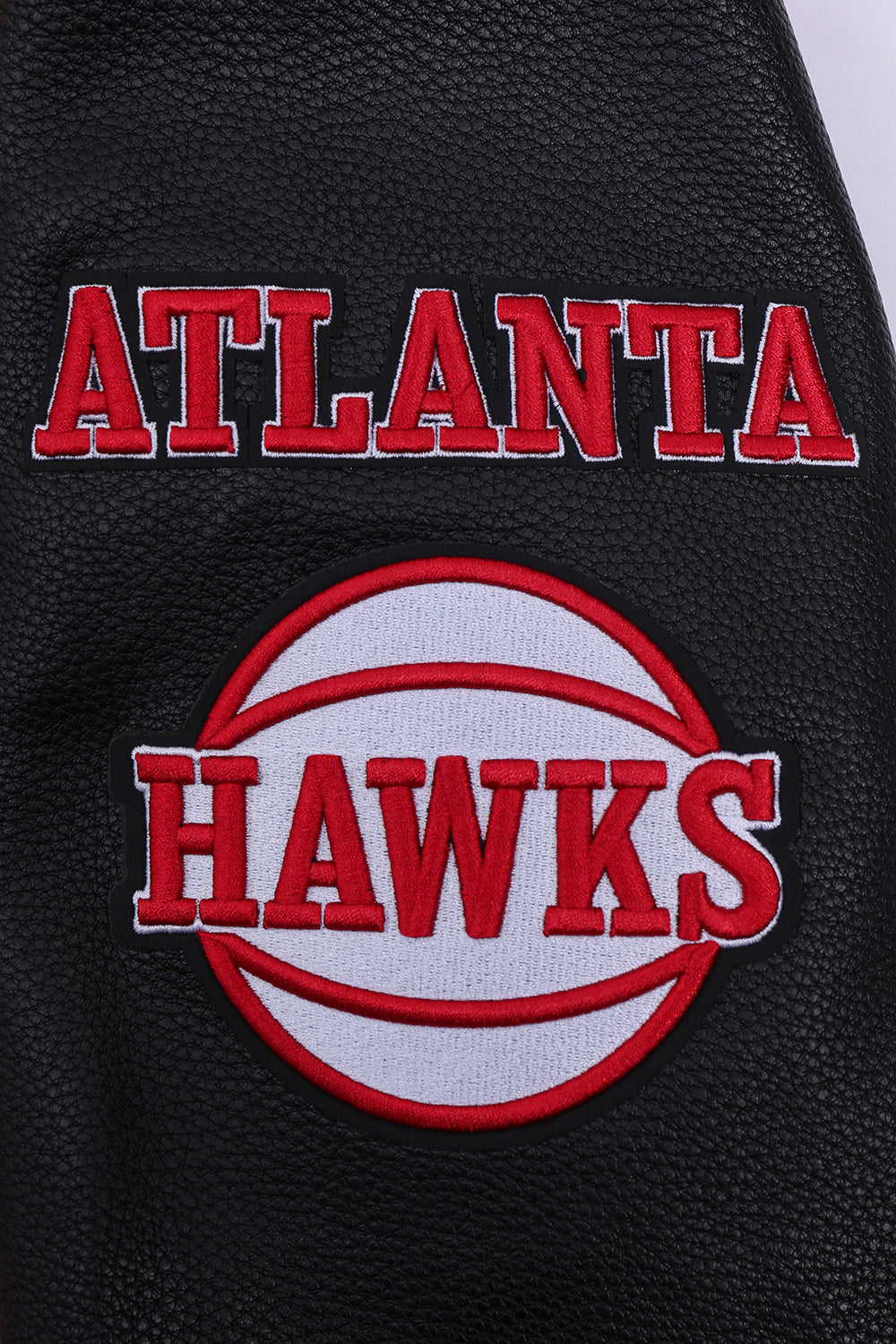 NBA ATLANTA HAWKS OLD ENGLISH MEN'S RIB WOOL VARSITY JACKET (RED/BLACK)