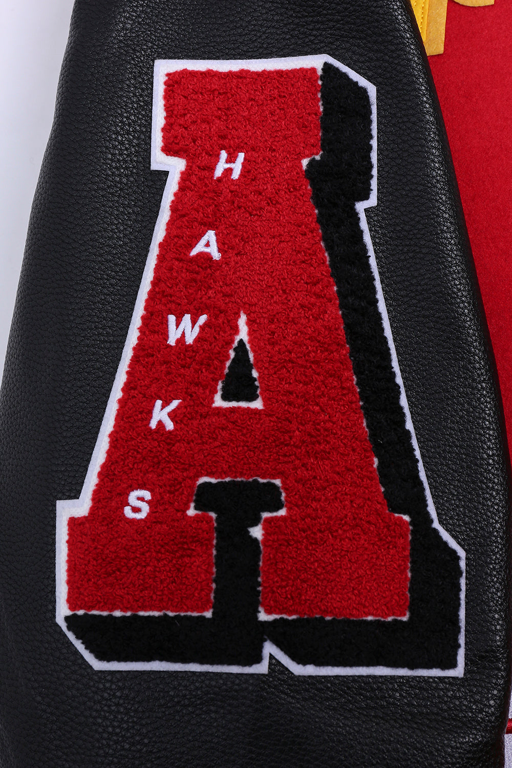 NBA ATLANTA HAWKS OLD ENGLISH MEN'S RIB WOOL VARSITY JACKET (RED/BLACK)
