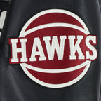 NBA ATLANTA HAWKS MODERN ORIGINALS MEN'S LEATHER VARSITY JACKET (JET BLACK)