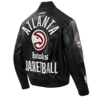 NBA ATLANTA HAWKS MODERN ORIGINALS MEN'S LEATHER VARSITY JACKET (JET BLACK)
