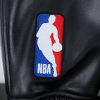NBA ATLANTA HAWKS MODERN ORIGINALS MEN'S LEATHER VARSITY JACKET (JET BLACK)