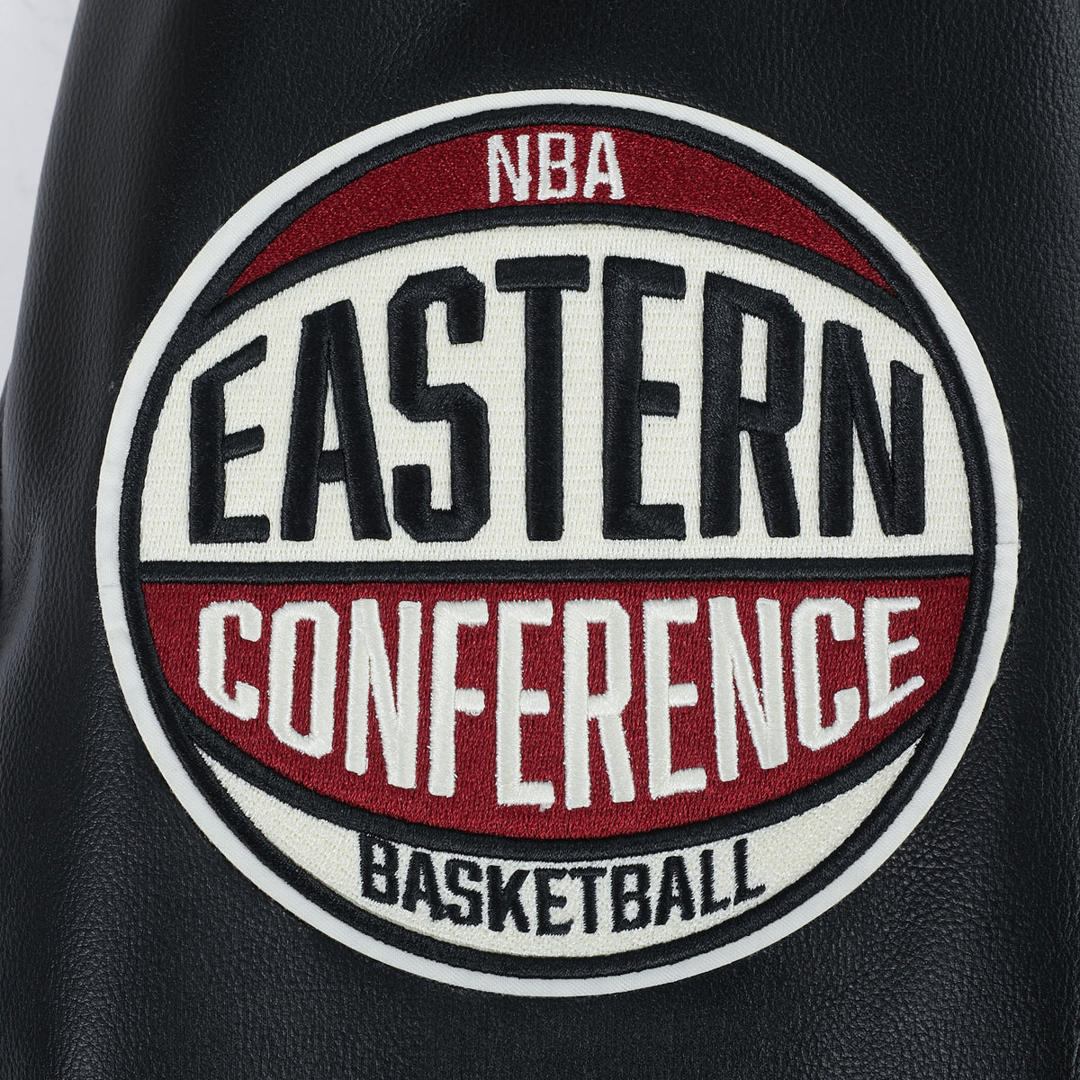 NBA ATLANTA HAWKS MODERN ORIGINALS MEN'S LEATHER VARSITY JACKET (JET BLACK)