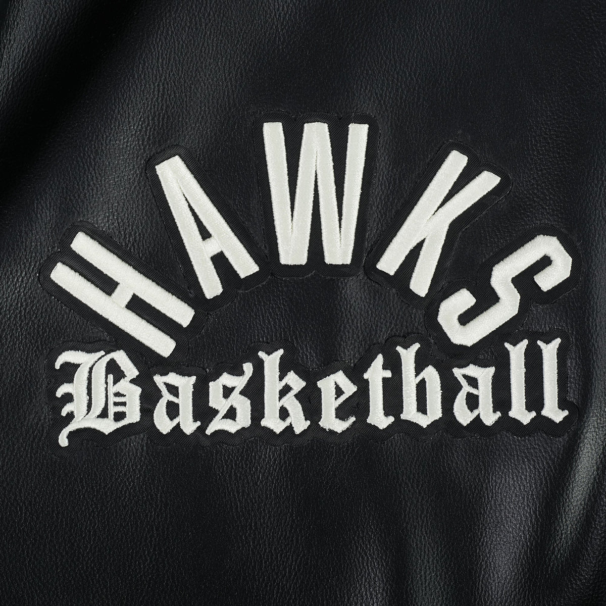 NBA ATLANTA HAWKS MODERN ORIGINALS MEN'S LEATHER VARSITY JACKET (JET BLACK)