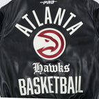 NBA ATLANTA HAWKS MODERN ORIGINALS MEN'S LEATHER VARSITY JACKET (JET BLACK)