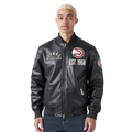 NBA ATLANTA HAWKS MODERN ORIGINALS MEN'S LEATHER VARSITY JACKET (JET BLACK)