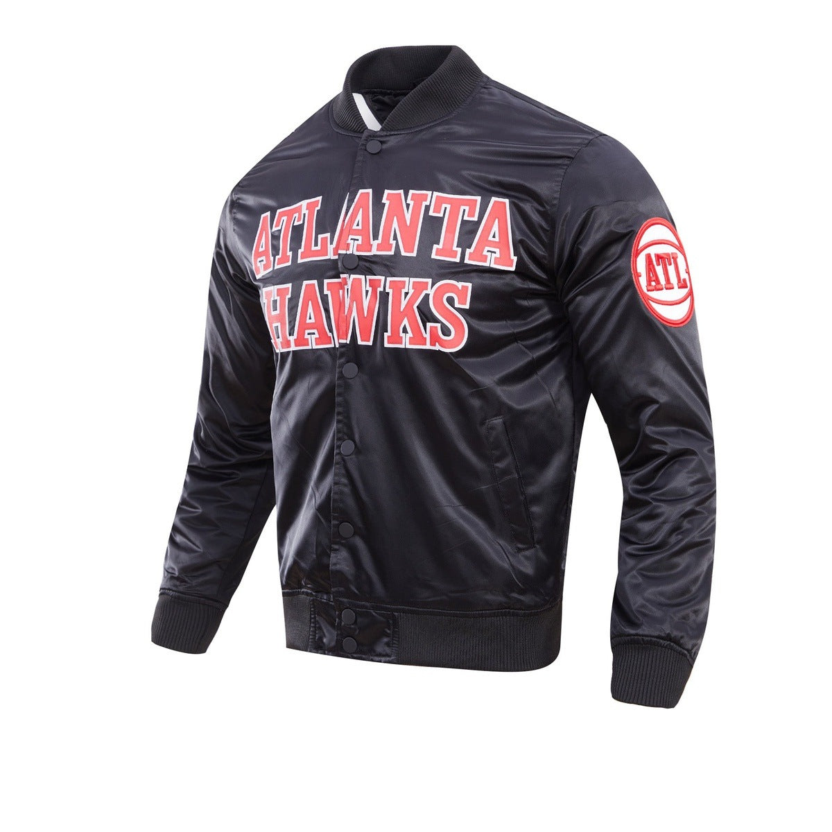 NBA ATLANTA HAWKS BLOUSON EN SATIN À GRAND LOGO POUR HOMME (NOIR)