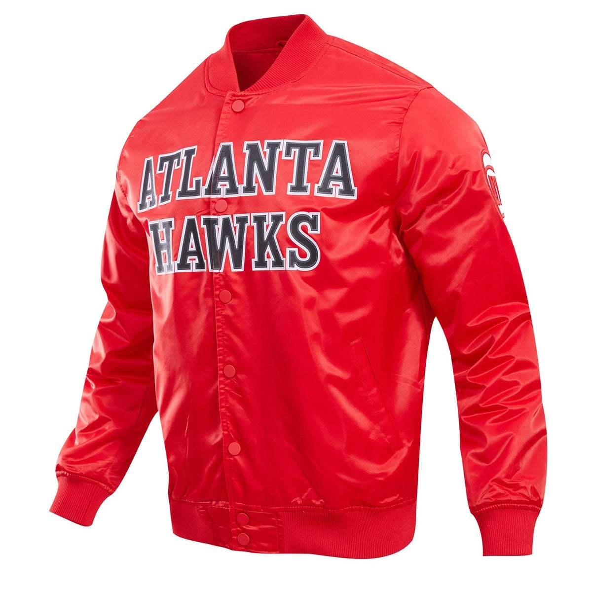 NBA ATLANTA HAWKS BLOUSON EN SATIN À GRAND LOGO POUR HOMME (ROUGE)