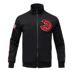 NBA ATLANTA HAWKS CLASSIC VESTE D'ENTRAÎNEMENT EN MAILLE DOUBLE POUR HOMME (NOIR)