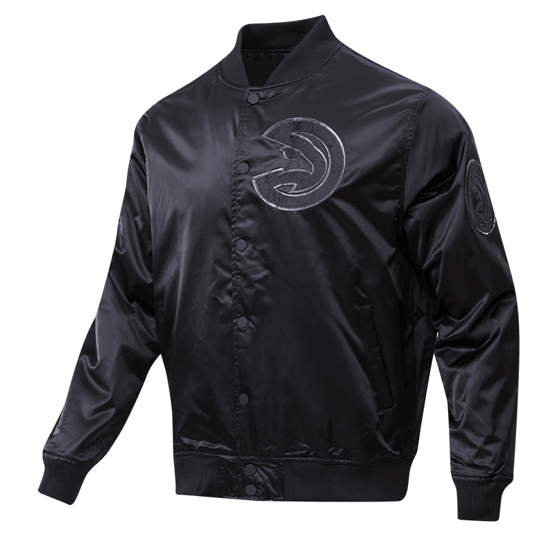 NBA ATLANTA HAWKS TRIPLE BLACK MEN'S SATIN JACKET (TRIPLE BLACK)
