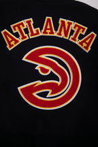 NBA ATLANTA HAWKS RETRO CLASSIC MEN'S RIB WOOL VARSITY JACKET (BLACK/RED/BLACK)