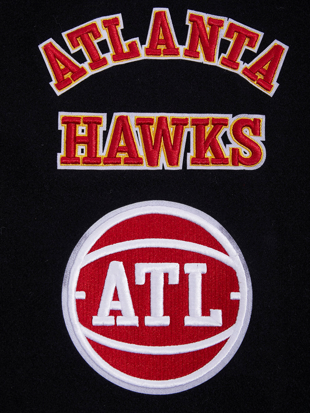 NBA ATLANTA HAWKS RETRO CLASSIC MEN'S RIB WOOL VARSITY JACKET (BLACK/RED/BLACK)