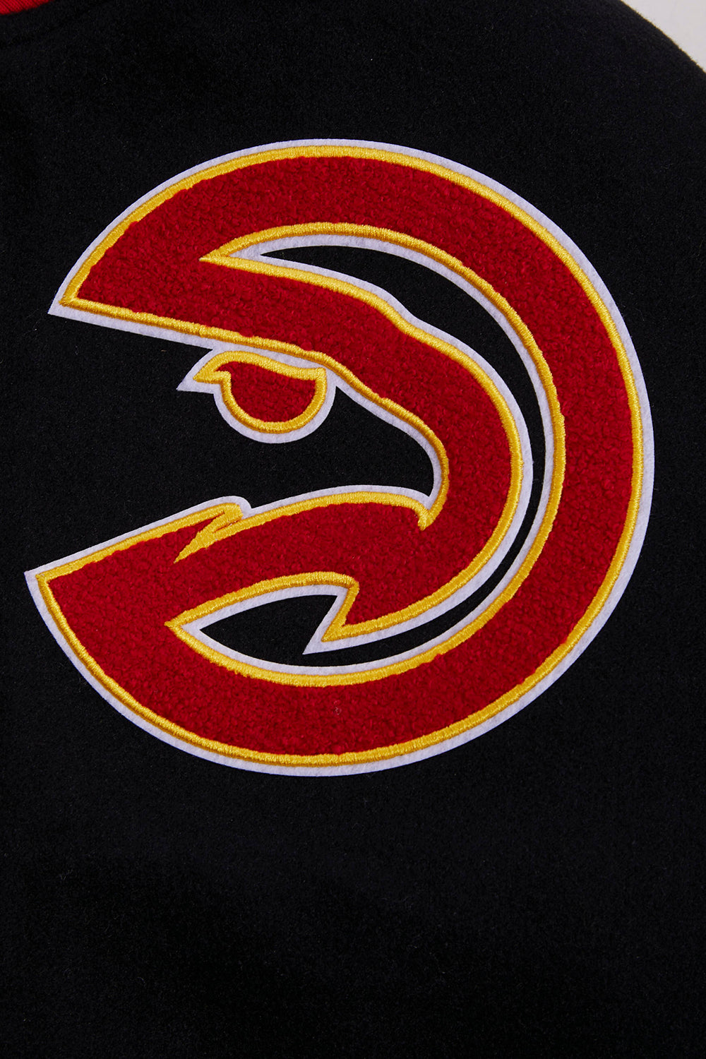 NBA ATLANTA HAWKS RETRO CLASSIC MEN'S RIB WOOL VARSITY JACKET (BLACK/RED/BLACK)