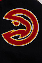 NBA ATLANTA HAWKS RETRO CLASSIC MEN'S RIB WOOL VARSITY JACKET (BLACK/RED/BLACK)