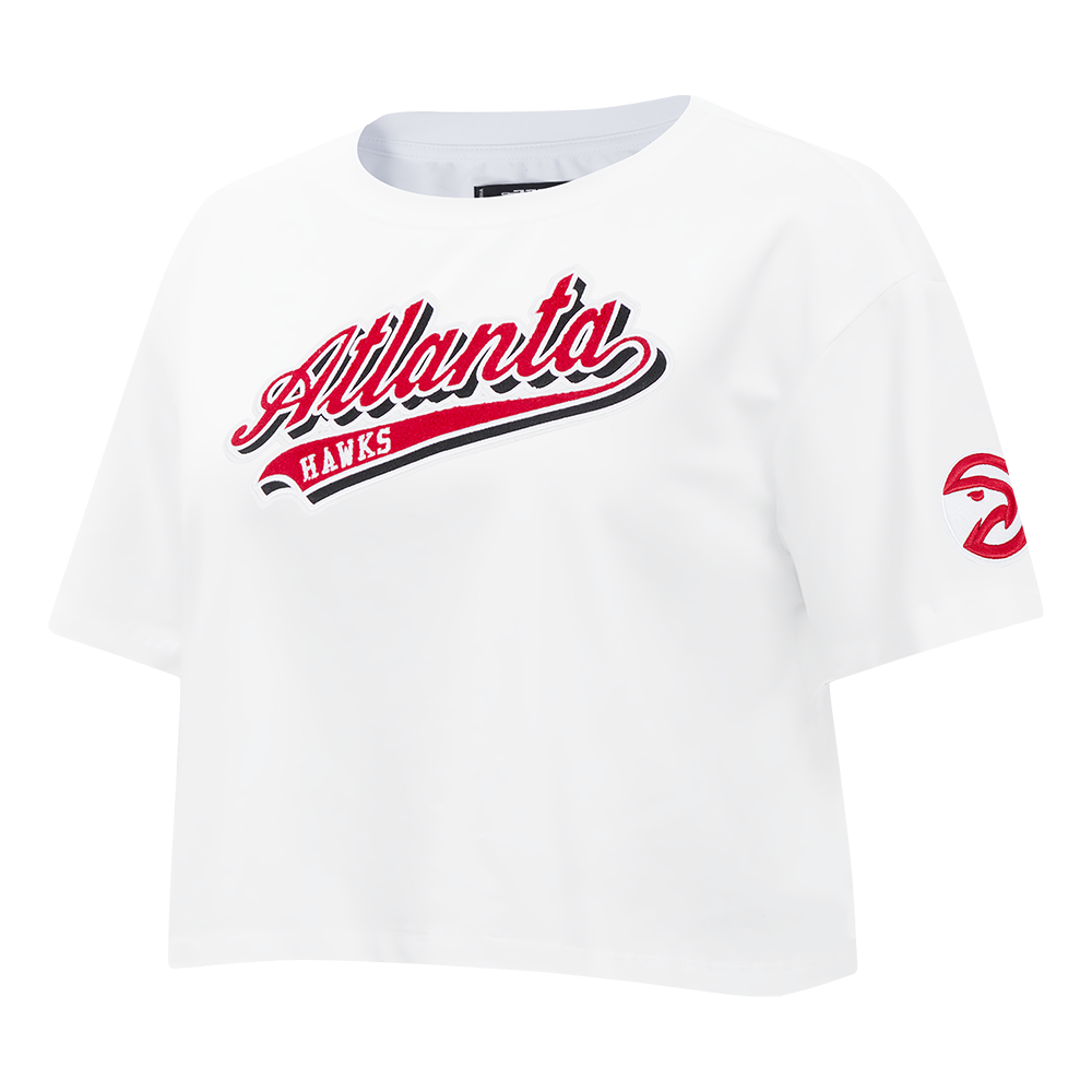 NBA ATLANTA HAWKS SCRIPT TAIL WOMEN'S SJ BOXY TEE (WHITE)