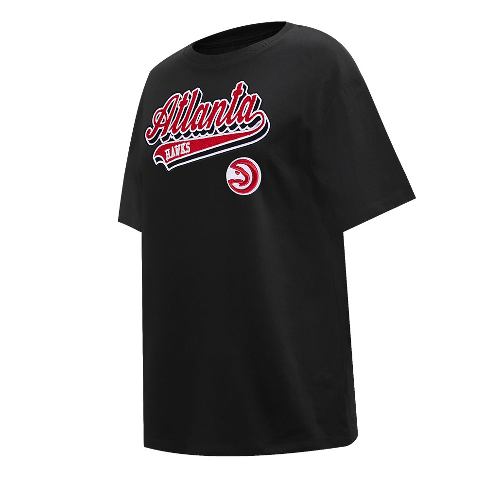 NBA ATLANTA HAWKS SCRIPT TAIL WOMEN'S BOYFRIEND TEE (BLACK)