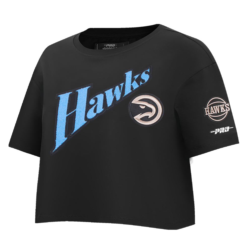 NBA ATLANTA HAWKS CITY EDITION 24-25 WOMEN'S SINGLE JERSEY BOXY TEE (BLACK)