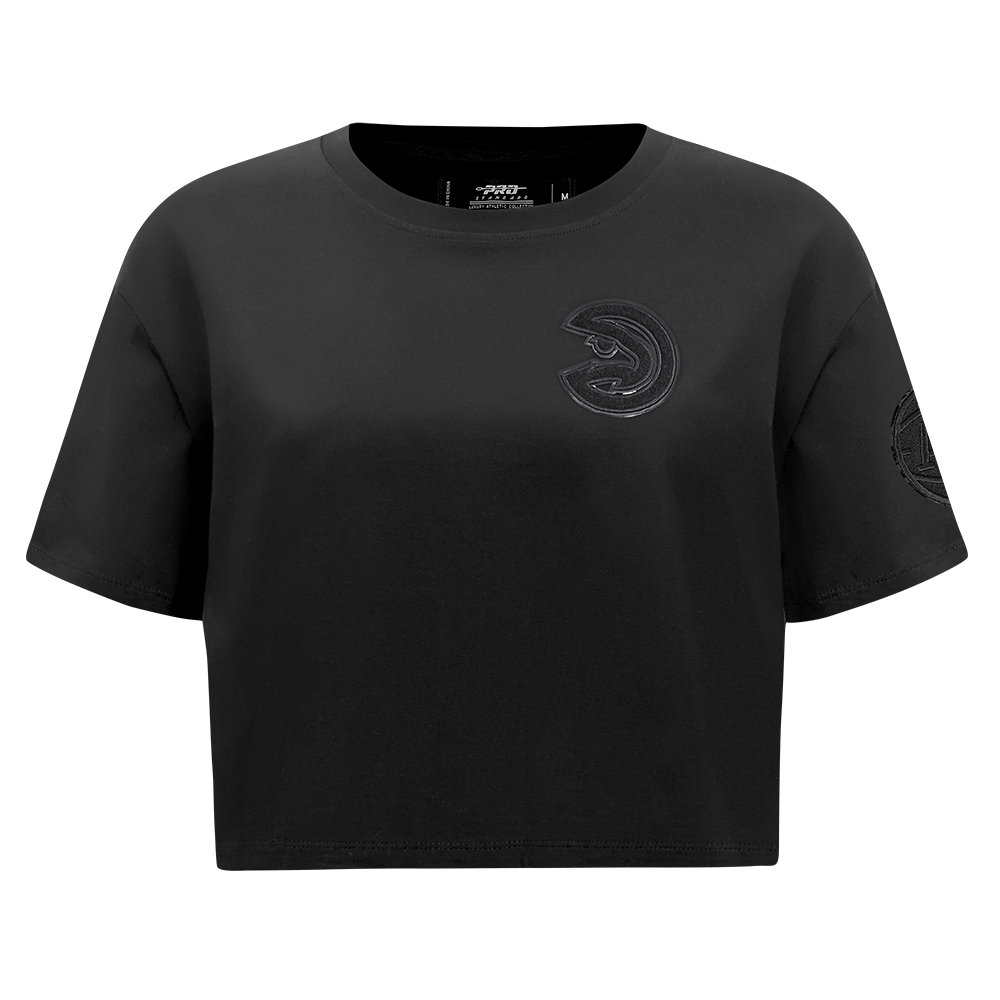 NBA ATLANTA HAWKS TRIPLE BLACK T-SHIRT EN JERSEY SIMPLE À COUPE CARRÉE POUR FEMME (TRIPLE NOIR)