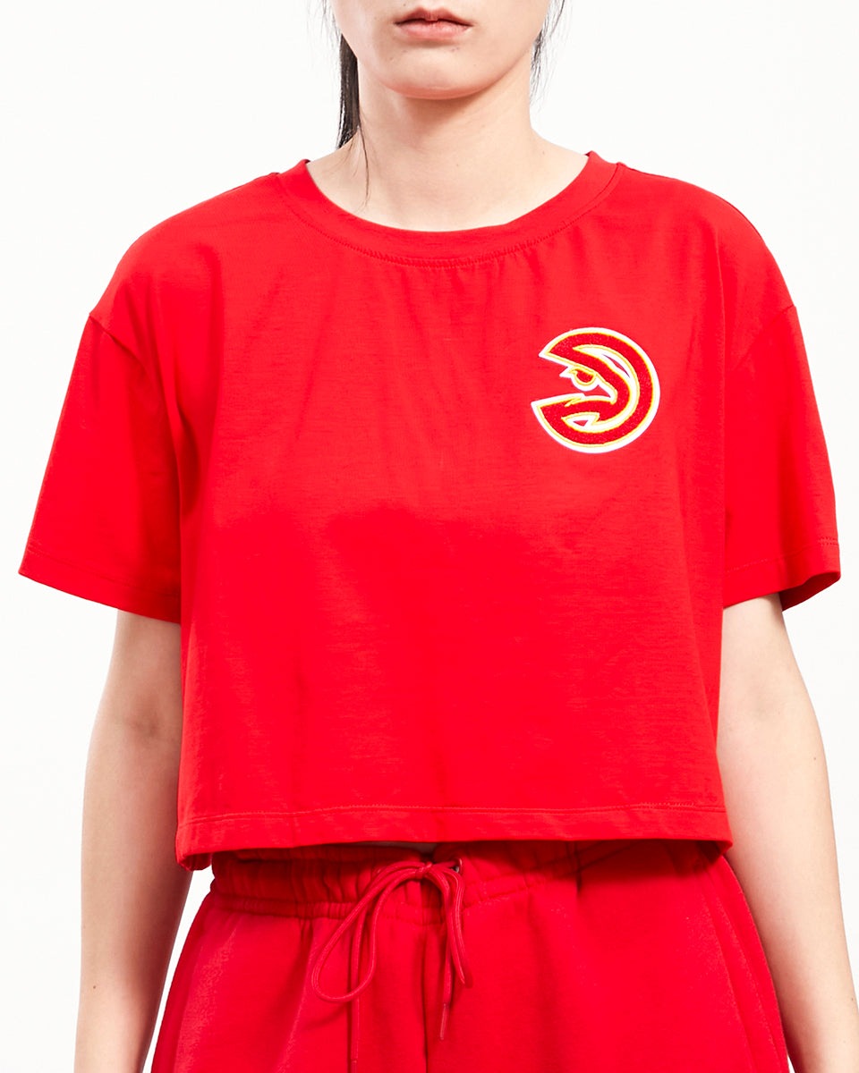 NBA ATLANTA HAWKS CLASSIC T-SHIRT À COUPE CARRÉE POUR FEMME (ROUGE)