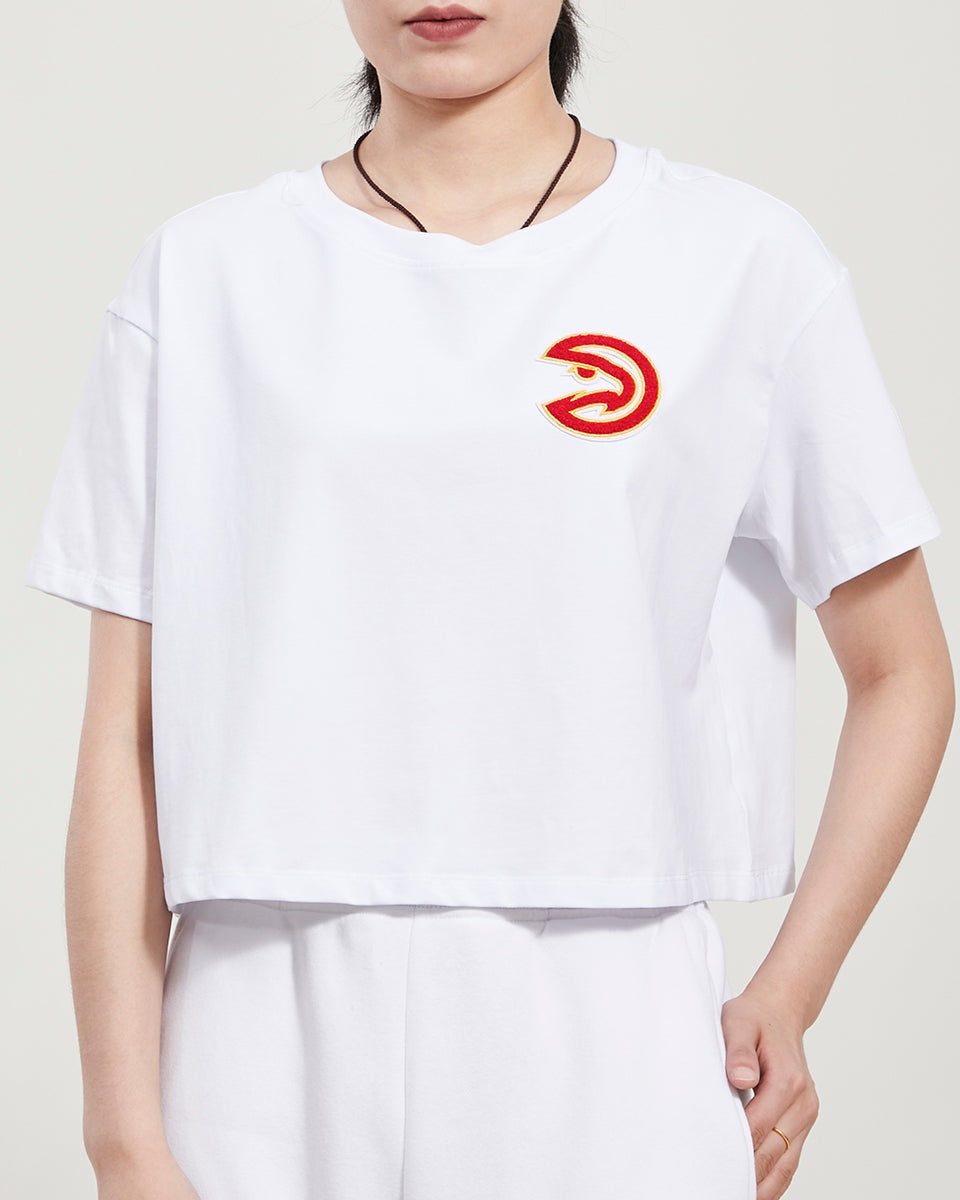 NBA ATLANTA HAWKS CLASSIC T-SHIRT À COUPE CARRÉE POUR FEMME (BLANC)